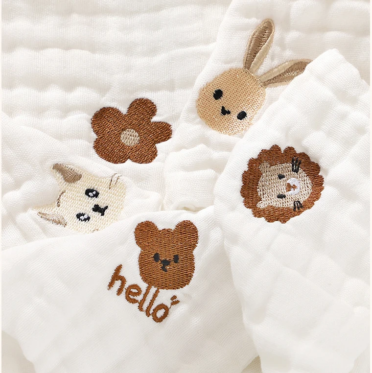 pañuelo bebé algodón bordado 6 capas – babero y toalla saliva