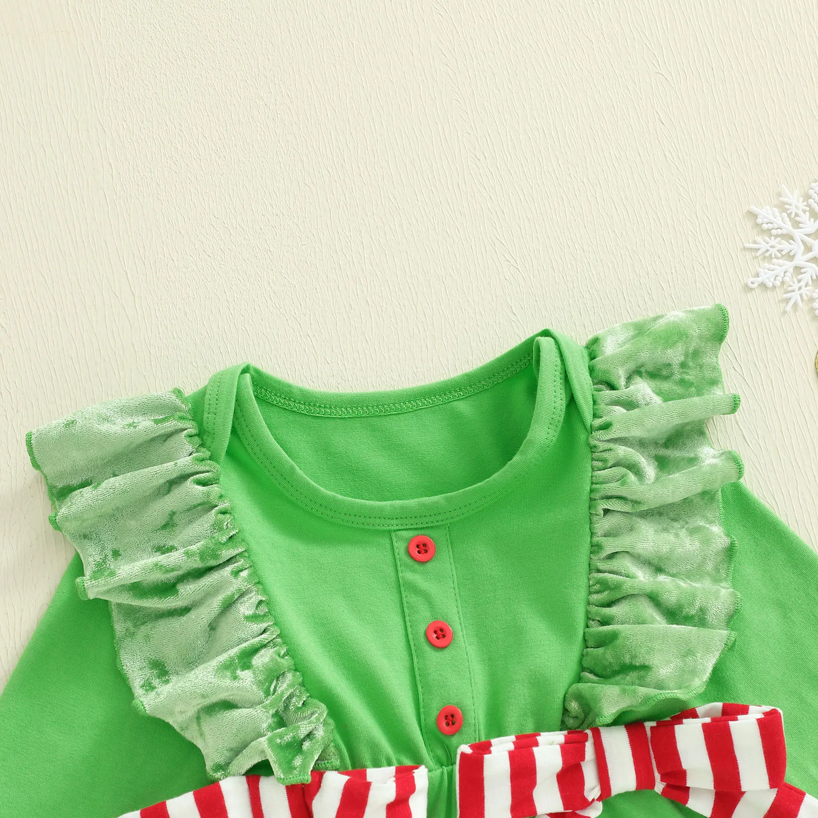 Tregren Mameluco Navidad para niña – Manga larga con lazo - imagen 3