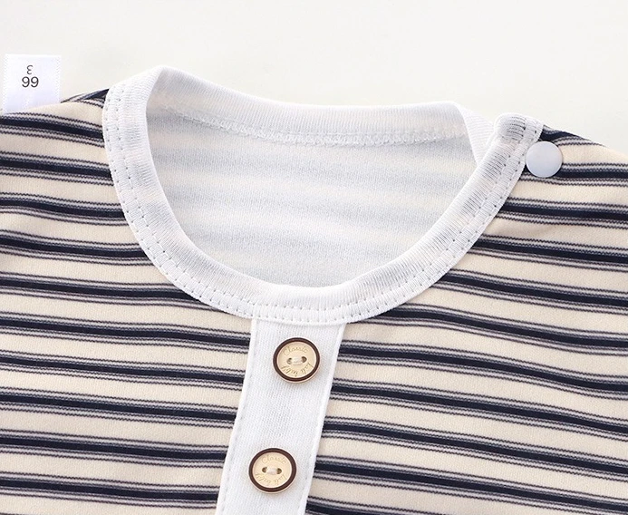 Somenie, mameluco Unisex de manga larga para bebé, traje de mono a rayas con cuello redondo para niño, ropa para niña, traje infantil de tendencia 1-3-6-9-12-24M - imagen 3