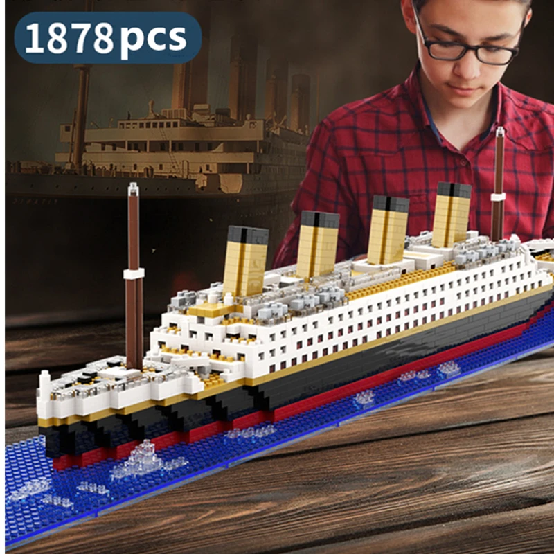 Juguete de montaje de bloques de construcción de partículas pequeñas para niño y niña, rompecabezas gigante del Titanic, Kit de modelo de crucero, regalo de cumpleaños para niño