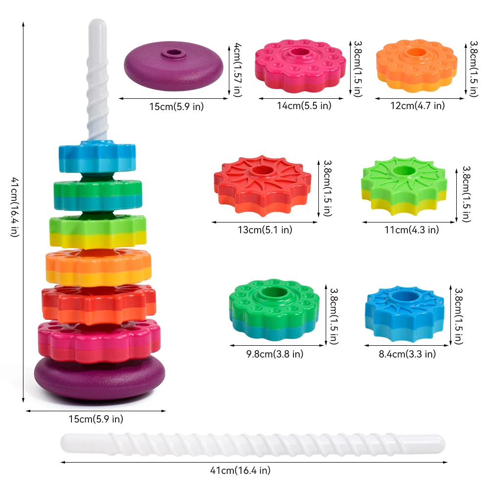 Torre arcoíris Montessori – Juguete giratorio para bebé - imagen 4