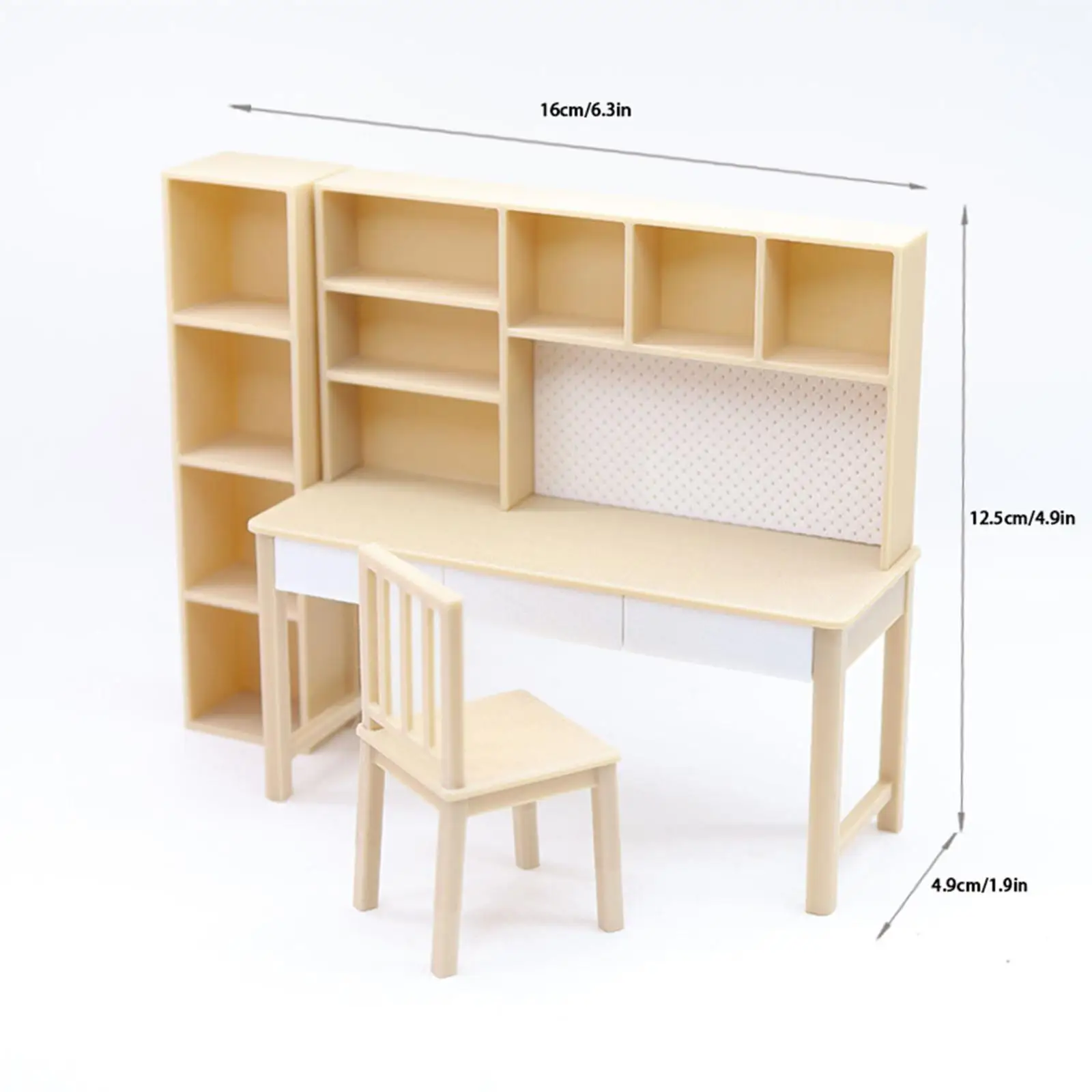 1/12 Scale Dollhouse Desk and Bookshelf Model ,Simulated Micro Scene ,Room Scene Decoration ,Miniature Dollhouse Furniture