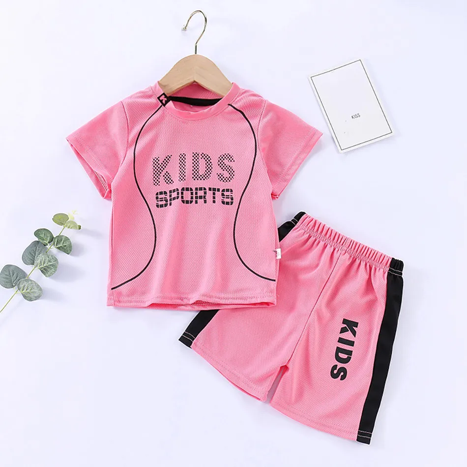 Camiseta para bebé, pantalones cortos, niño y niña, Tops de secado rápido de verano, pantalones, conjunto de ropa de 2 uds., ropa de dormir para niños, ropa deportiva de fútbol - imagen 5
