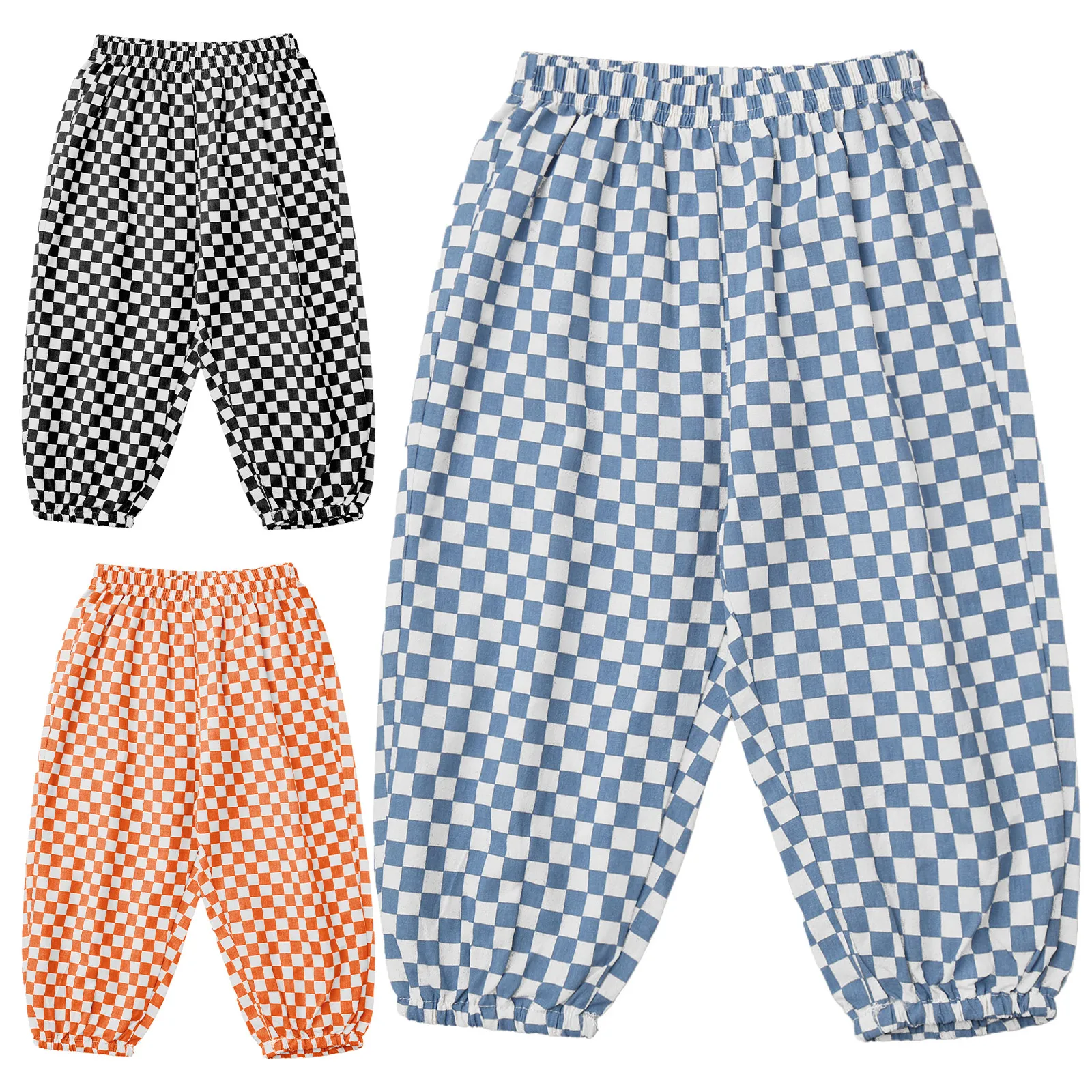 Pantalones de algodón a cuadros para bebé – Cintura elástica y bolsillo - imagen 3