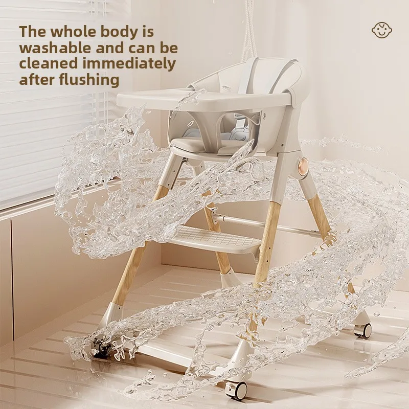 Silla de comedor plegable para niños, silla de mesa ligera y práctica, asiento elevador para comer antiribaltes, silla lateral con bandeja para niños - imagen 3