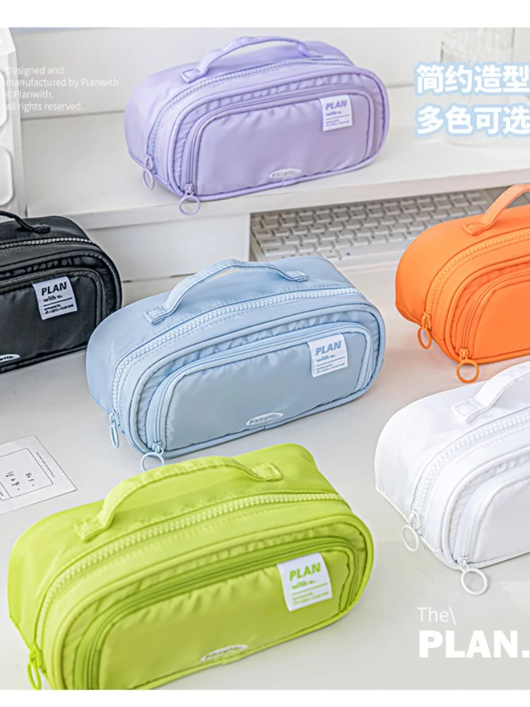 Estuche para lápices de gran capacidad, organizador de papelería extensible con compartimentos, bolsa para lápices, estilo coreano para la escuela y la Oficina - imagen 3