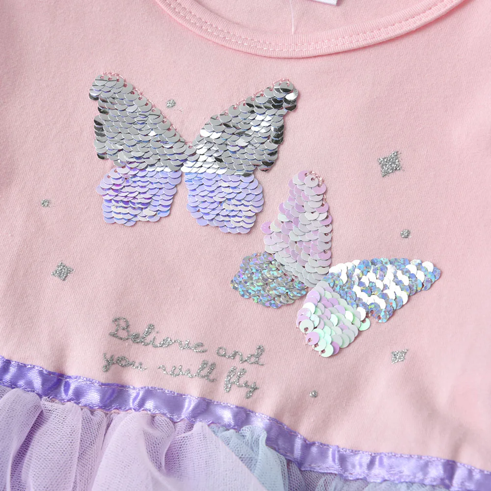 DXTON Vestido de princesa con lentejuelas para niñas otoño - imagen 4