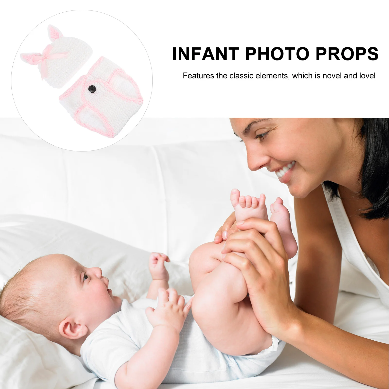 1 Juego de traje de conejito para fotografía de bebé recién nacido, sombrero de ganchillo, pantalones, accesorios para sesión de fotos, disfraz infantil, traje de fotografía para recién nacido - imagen 5