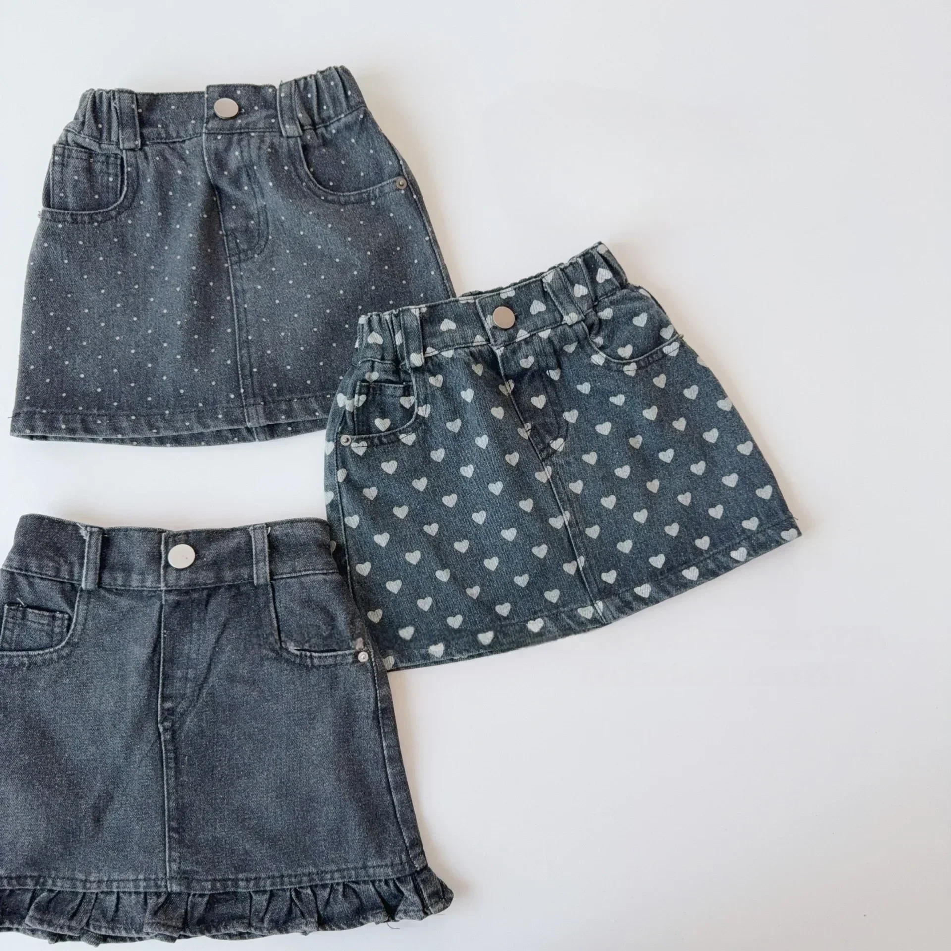 MILANCEL, nuevos pantalones cortos vaqueros de verano para niños de 2 a 8T, Falda corta con puntos bonitos para niñas, pantalones ajustados de amor para niños - imagen 2