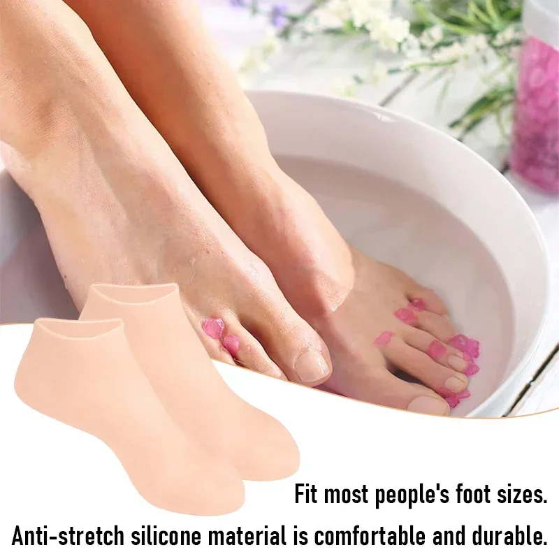 Calcetines protectores de silicona para el cuidado de la piel, exfoliación, impermeables, antigrietas, hidratantes, cubiertas para los pies, cuidado plantar de invierno