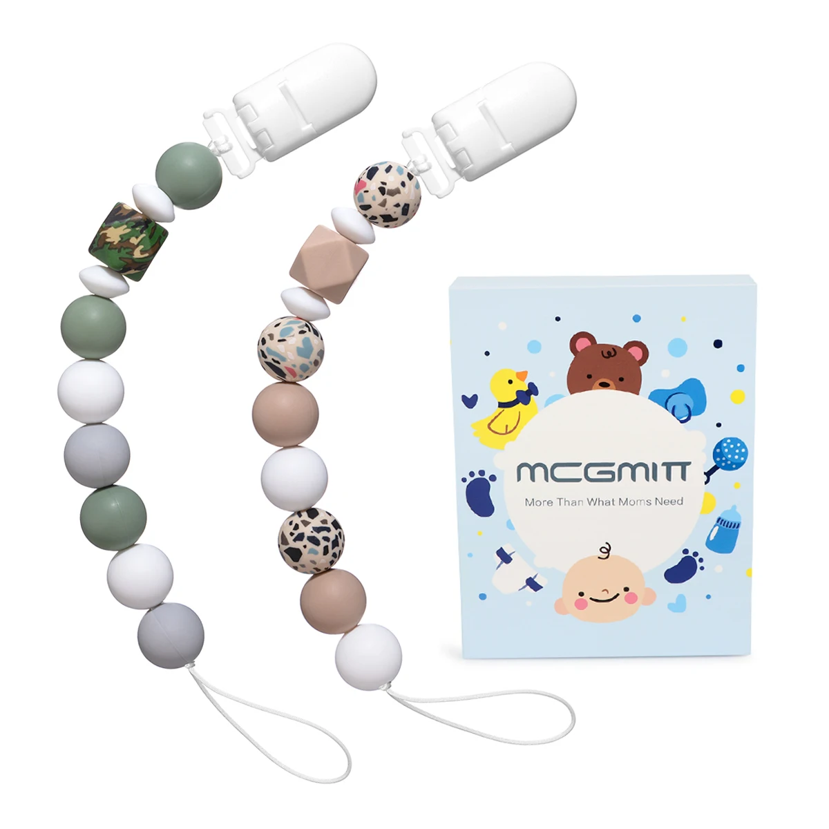 Clips para chupete de bebé, soporte de silicona con cuentas de dibujos animados, cadena de dentición, mordedor de silicona para bebé, cadena de chupete, juguetes para masticar de lactancia, 2 uds.