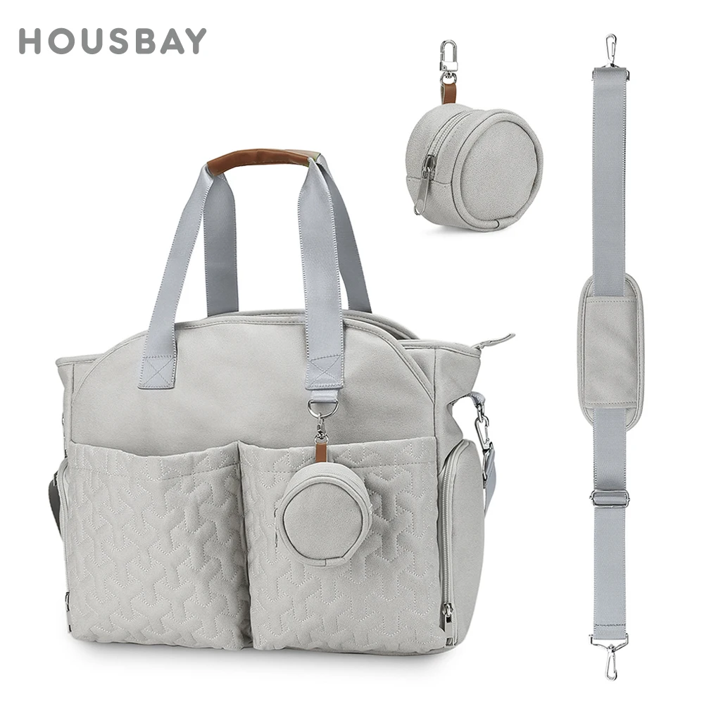 Bolsa de pañales para bebé en cochecito, bolso de viaje al aire libre con bolsa para chupete, bolso de hombro para mamá de gran capacidad, almacenamiento de pañales para biberones