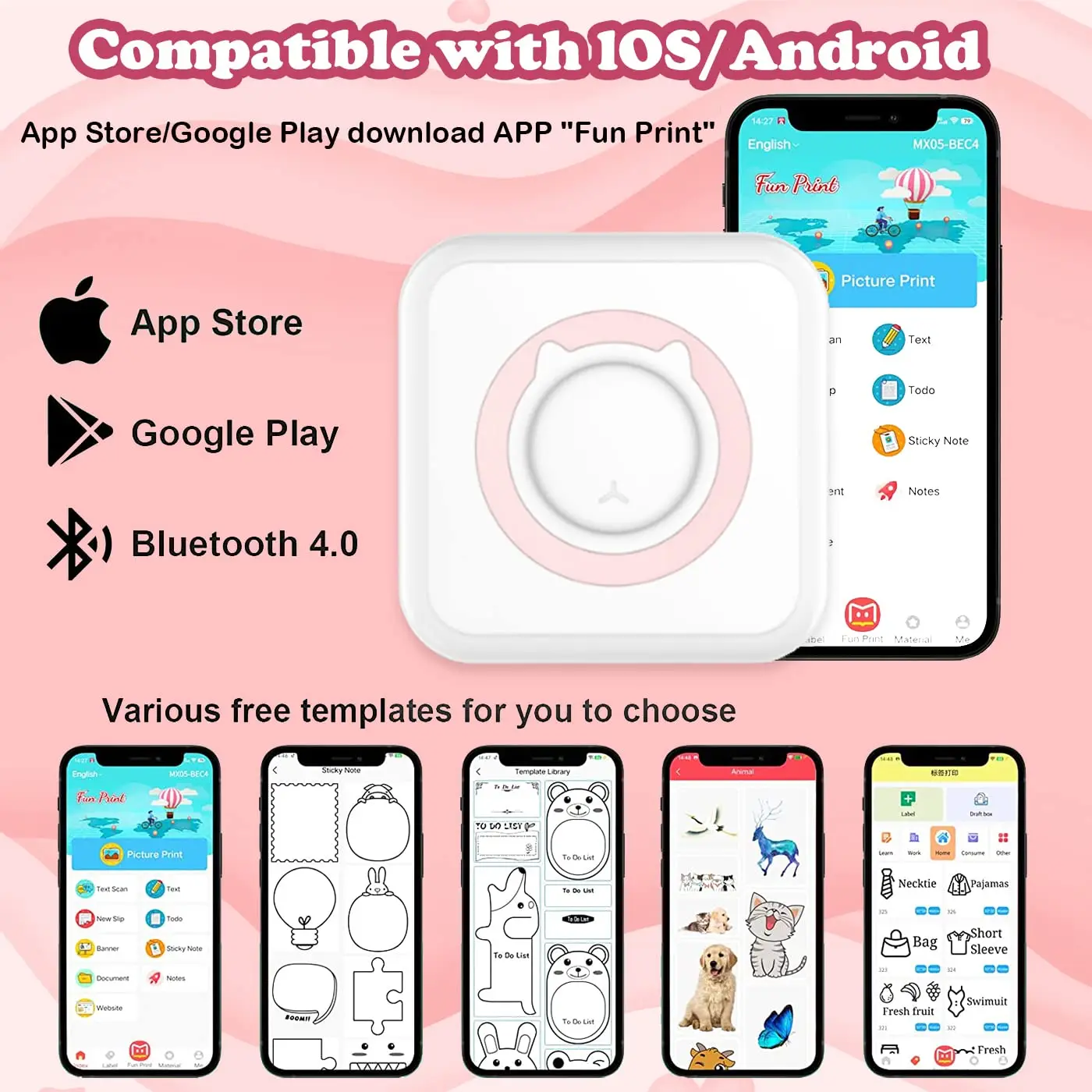 Mini impresora térmica para niños – Etiquetas y fotos Bluetooth - imagen 3
