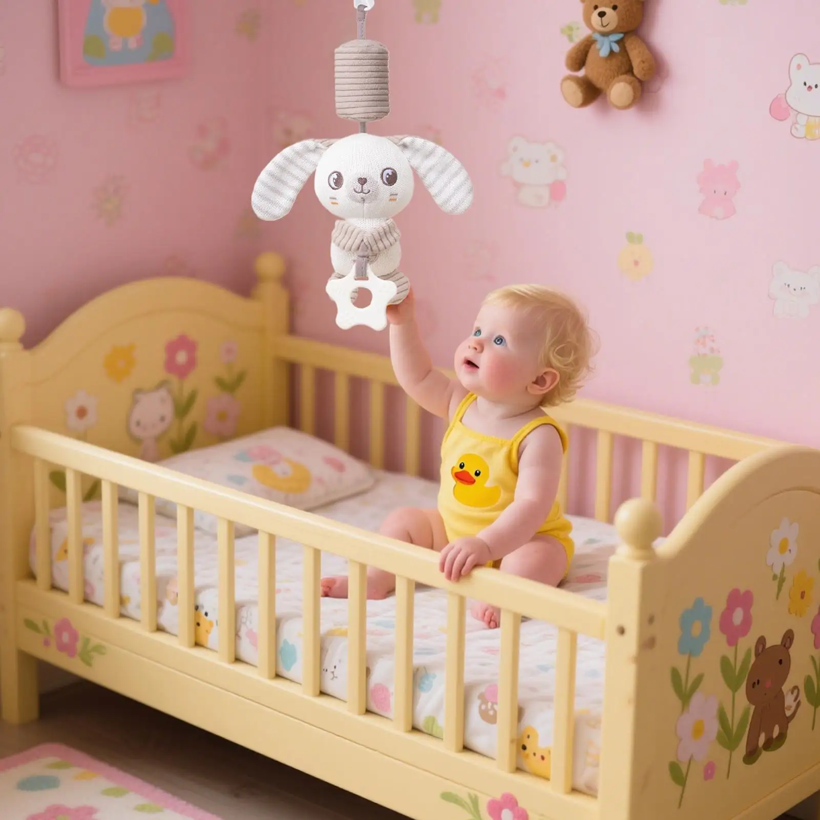 Cochecito de juguete, asiento de coche, muñeca sensorial, entretenimiento de animales para viajes, apaciguador, automóvil, guardería, niña, masticar la dentición - imagen 2