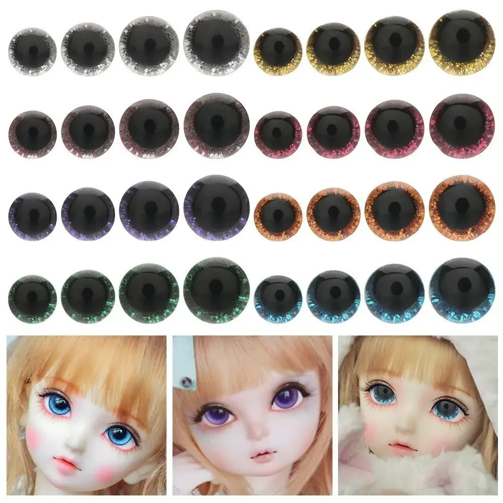 Ojos de cristal de marionetas con purpurina, 10 pares, 10mm, piezas de juguetes de peluche, manualidades con arandela, accesorios para muñecas DIY - imagen 3
