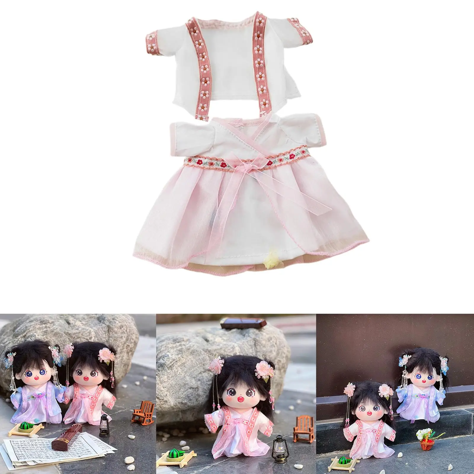 2x Fashion Dolls Hanfu Skirt Doll Clothes Costume for 7.8inch Dolls Dress up