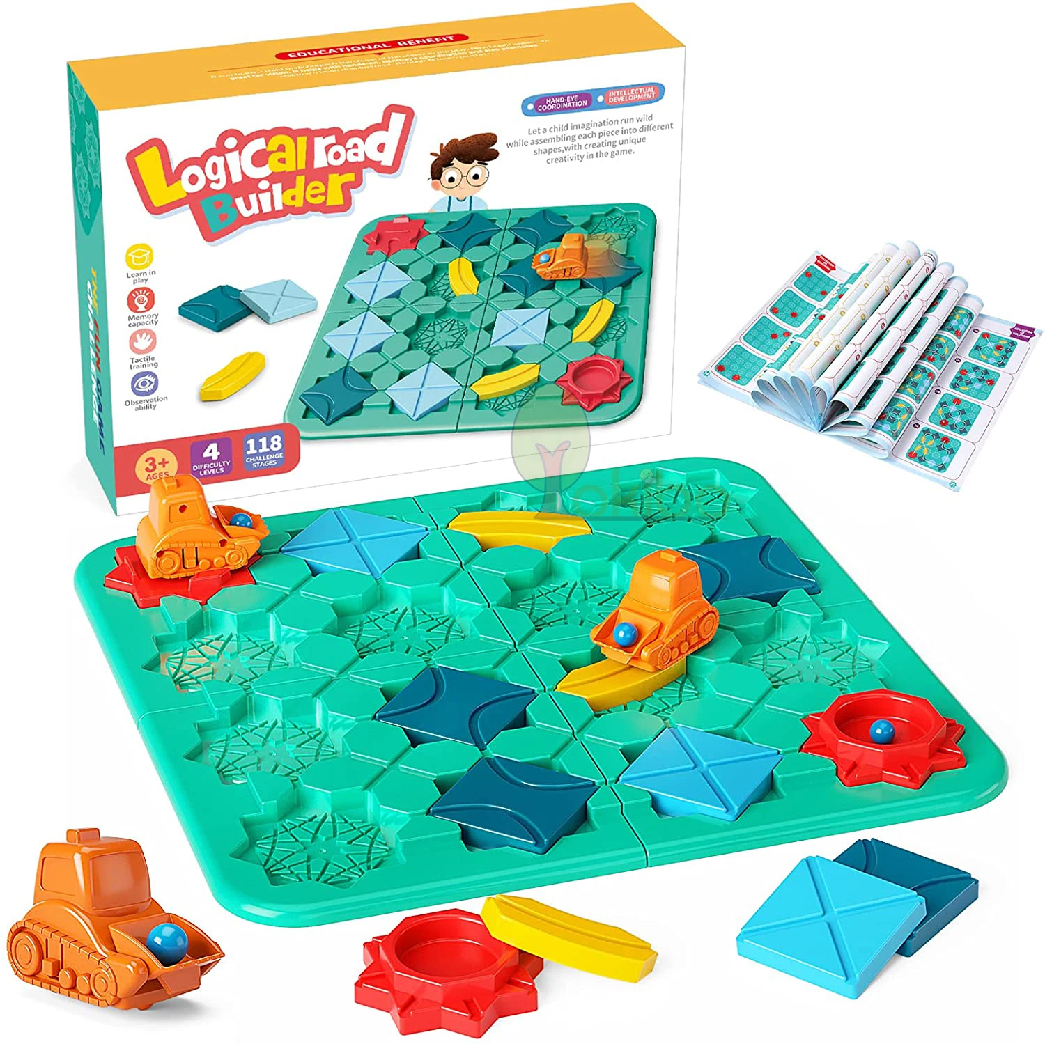 Juego de mesa lógico para niños, bloques de carrera de mármol, rompecabezas, pista de coche, juguete, bloques de riel de coche de carreras, juego de construcción y construcción - imagen 2