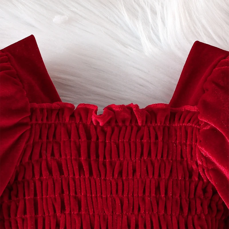 Vestido de terciopelo y tul de Navidad de manga larga para niñas - imagen 2