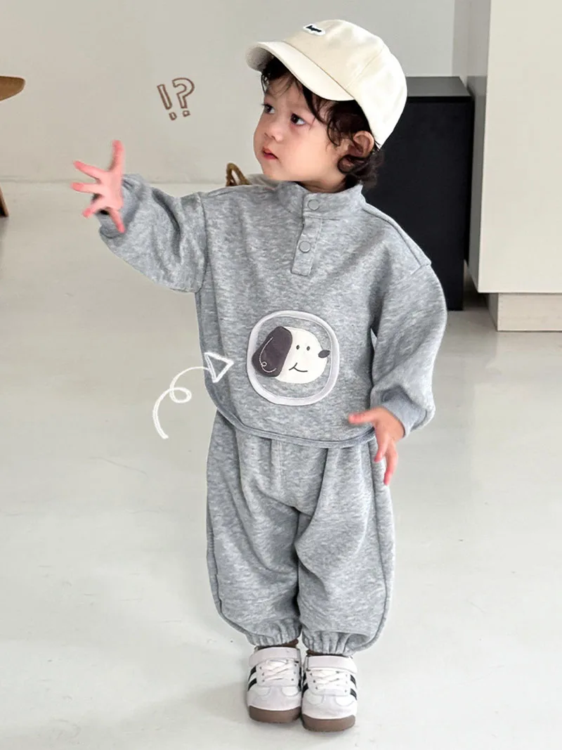 MILANCEL nuevo otoño niños sudadera 9M-5T lindos perros de dibujos animados niñas Sudadera con capucha + Pantalones de chándal sueltos coreanos niños traje de ocio - imagen 2