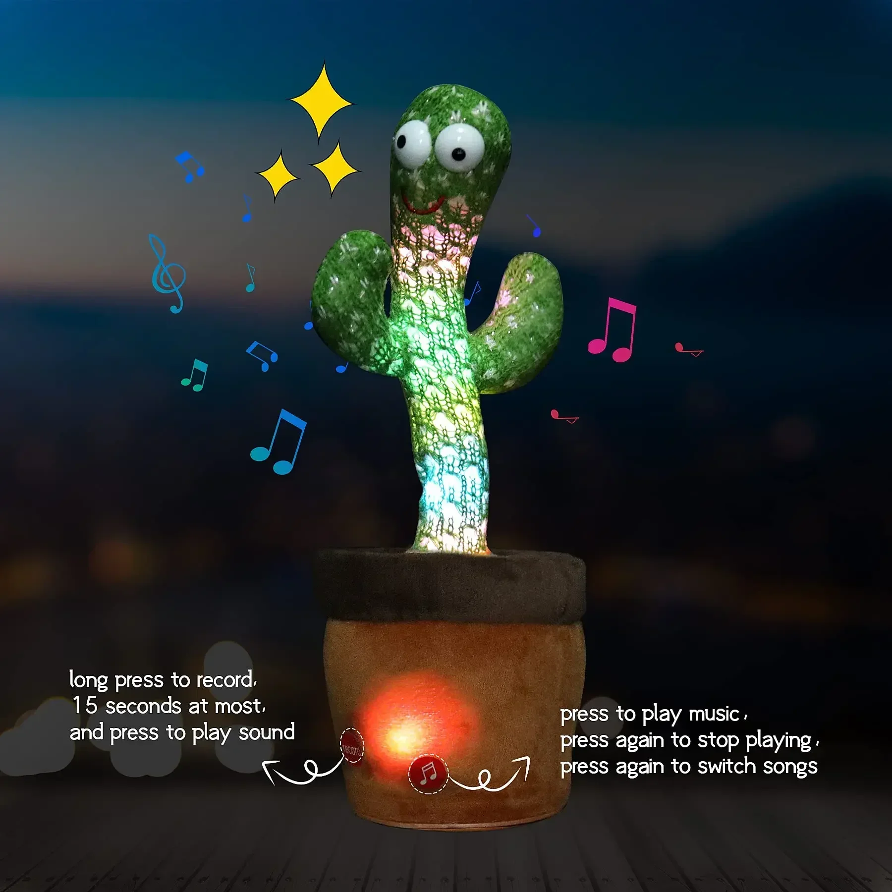 Cactus parlante recargable con cambio de voz - español e inglés - imagen 5