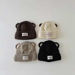 Gorro de invierno infantil con orejas de oso – Punto suave para niños