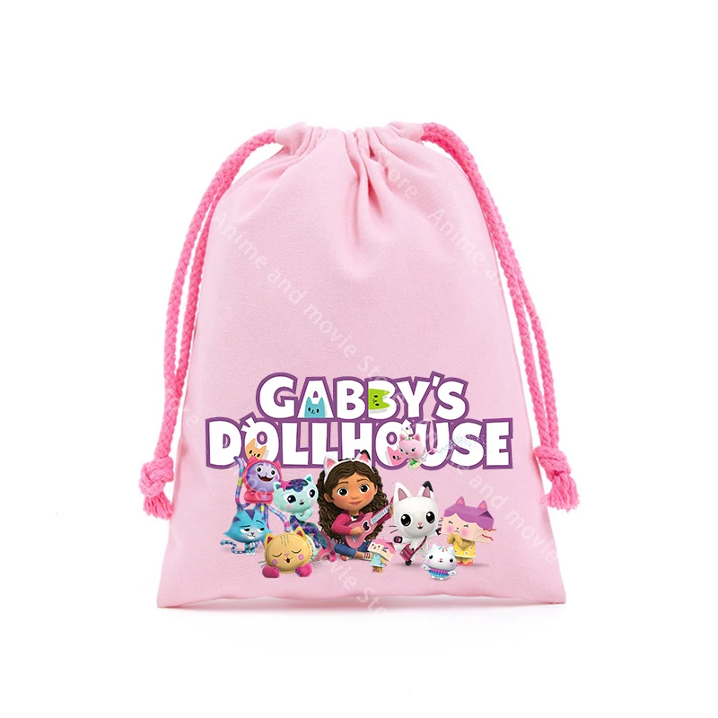 Gabby Dollhouses bolsas con cordón para niñas niños dibujos animados Anime 13x16CM bolsas de almacenamiento impresas bolso de mano lindos regalos de moda - imagen 4