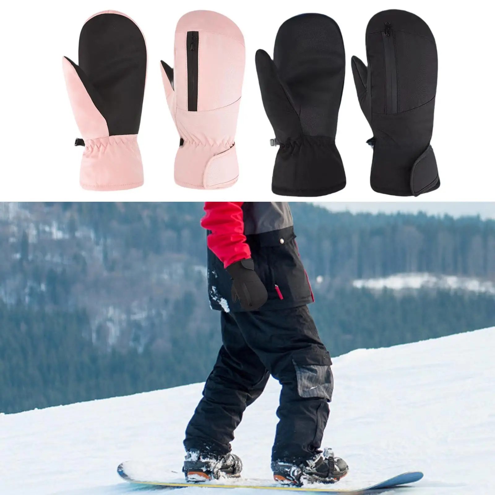 Winter Ski Mittens Snow Mitts Comfortable Waterproof for Men Women Ski Gloves Cold Weather for Outdoor Skating Winter Sports