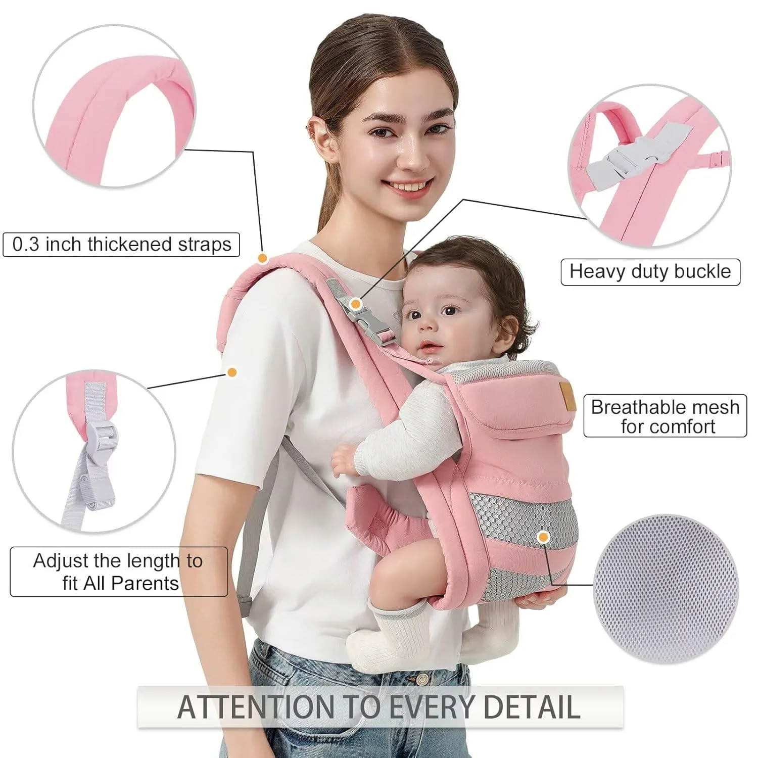 Portabebés ergonómico con correa ancha para recién nacidos – cómodo - imagen 2