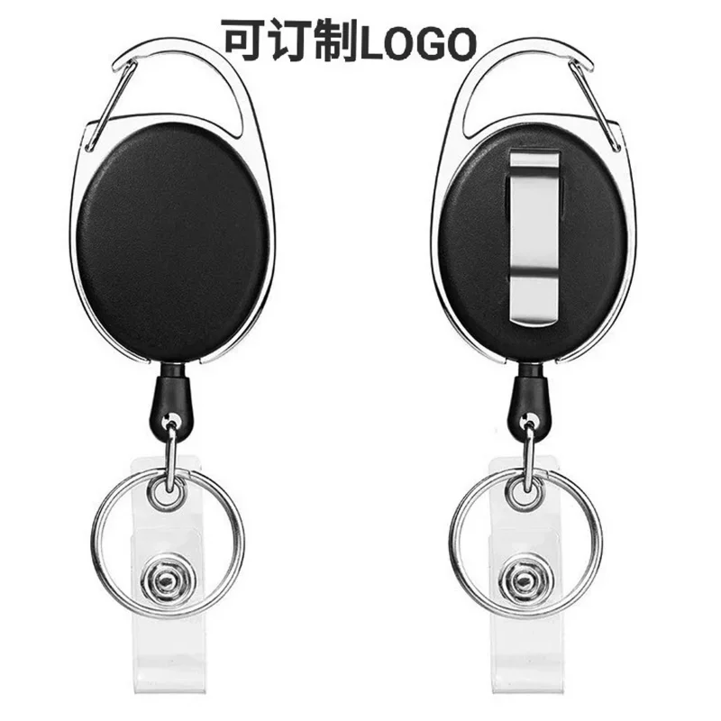 Paquete grande de 20 piezas, portatarjetas de identificación retráctil negro, llavero con mosquetón, Clips de carrete, accesorios para llavero - imagen 3