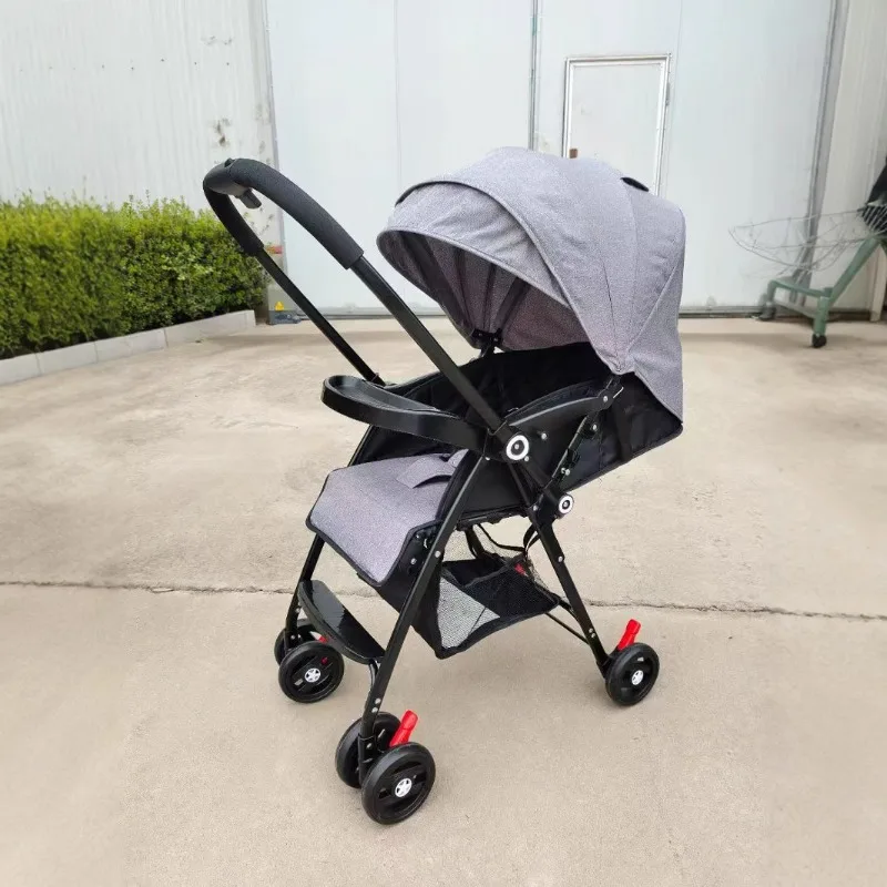 Paisaje alto puede sentarse o acostarse, carrito bidireccional plegable para niños recién nacidos con absorción de impactos