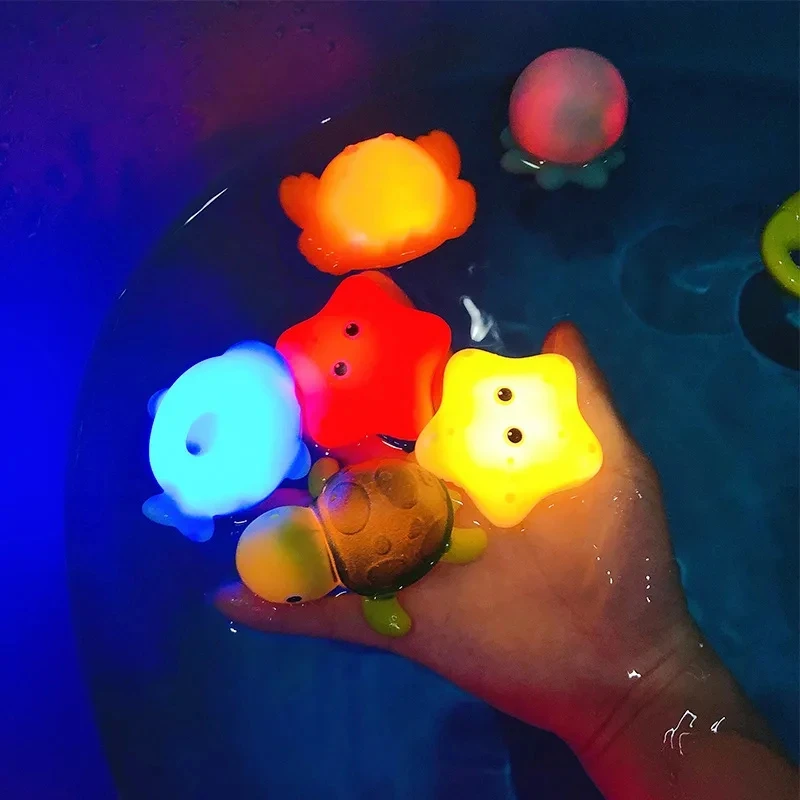 Juguetes de baño para bebé, bañera, juguetes con luz LED, luces subacuáticas impermeables que cambian de colores, juguetes de baño para niños y niñas, regalo de cumpleaños - imagen 4