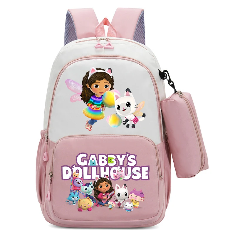 Gabby Dollhouses-mochila bonita para niñas, bolsa de lápices, papelería Kawaii, mochila escolar de gran capacidad, conjunto de estuche de bolígrafo, regalos para niños, 2 uds. - imagen 4
