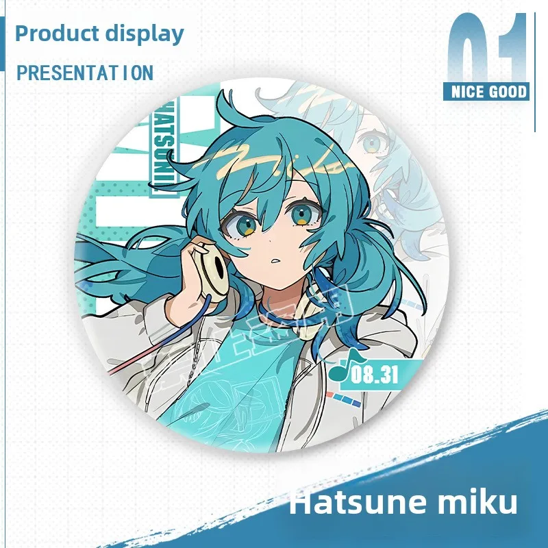 Hatsune Miku Weißblech Pin Kreative Runde Anime Brosche Anstecknadel Mode Abzeichen Cartoon Schmuck Geschenk für Kinder Freunde Geschenke Neu - imagen 5