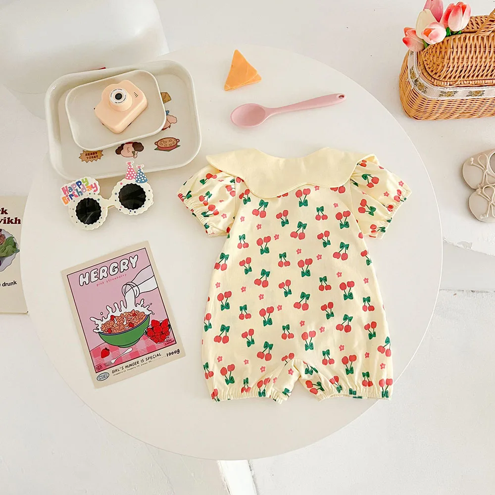 Milangel-peleles para bebé de 0 a 2 años, monos con estampado de cerezas, atuendo para niña - imagen 3