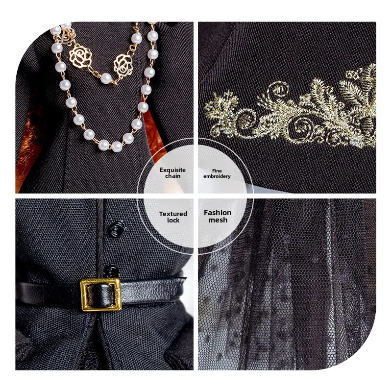 Ropa para muñeca de supermodelo de 32cm, traje de moda europea, traje negro, conjunto de accesorios de la serie, vestido de princesa, regalos de colección limitada DIY - imagen 3