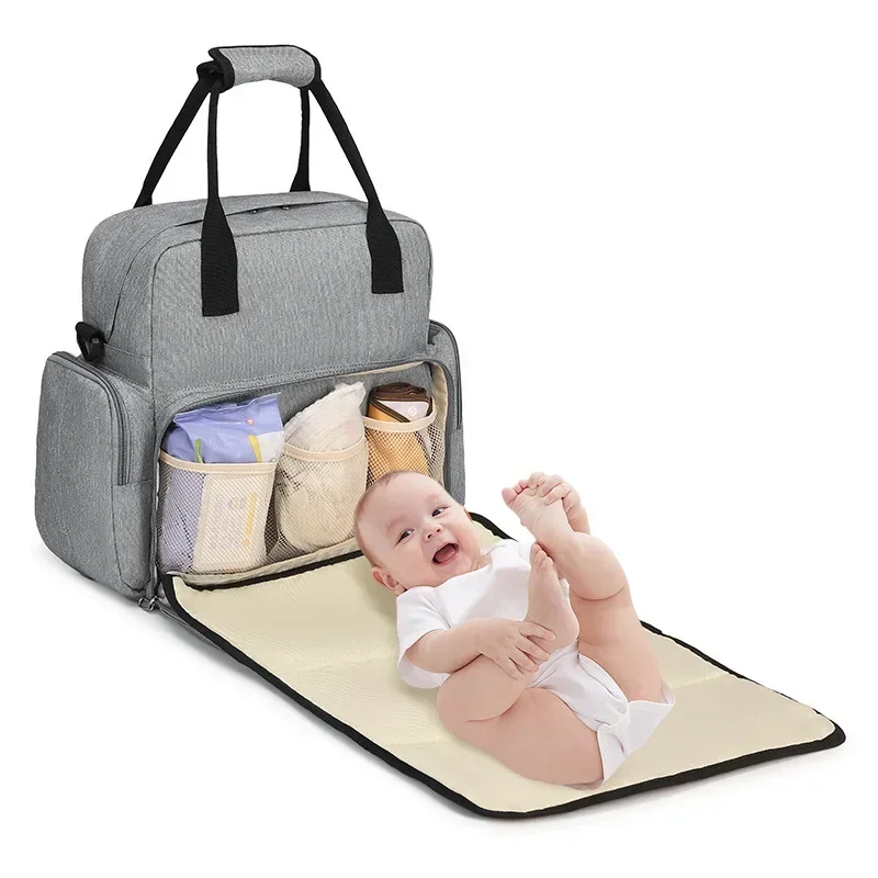 Bolsa de pañales de gran capacidad EG97, mochila de viaje plegable para bebé, bolsa multifunción con cambiador, portabebés amigable con el viaje - imagen 4