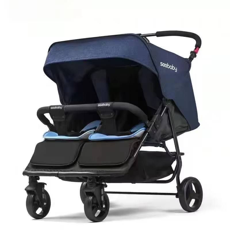 Cochecito de bebé doble con suspensión y capazo reclinable - imagen 3