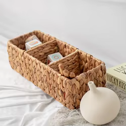 Cesta de almacenamiento tejida de vid, cesta de almacenamiento tejida a mano de tres rejillas, organizador de escritorio para el hogar, dispositivo de almacenamiento de artículos pequeños con control remoto