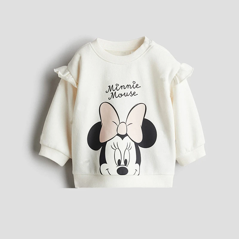 Sudadera de Minnie, ropa informal de moda para niñas y niños, Tops de manga larga, Tops de cuello redondo, sudaderas con capucha de nuevo diseño, ropa de otoño para bebés
