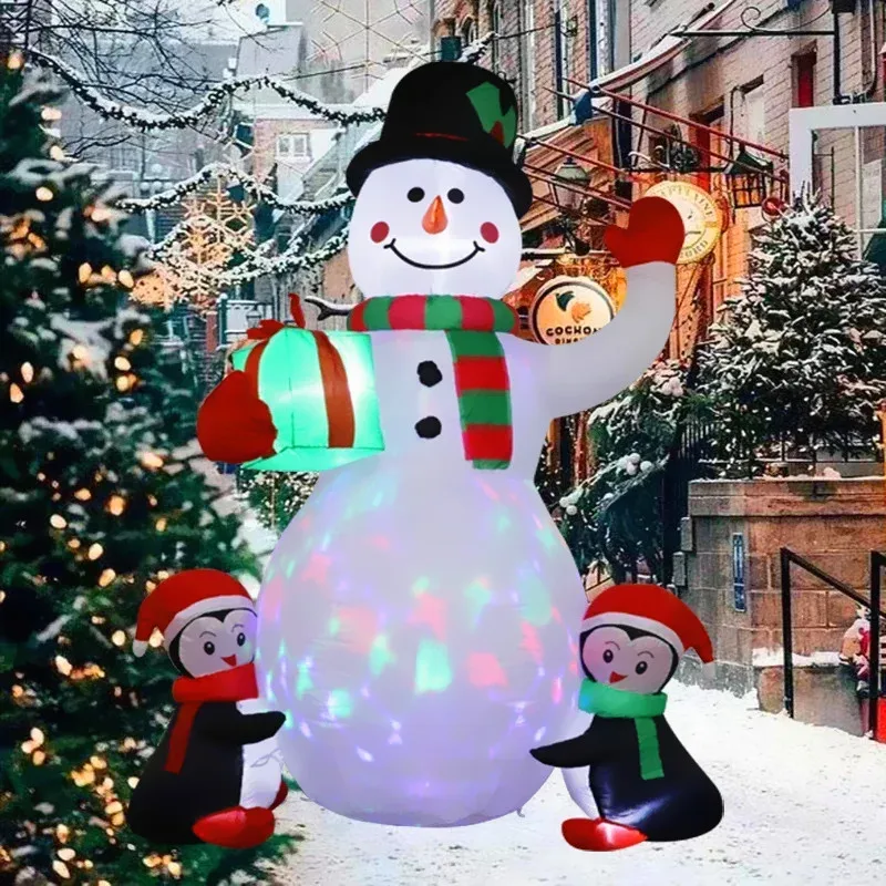 Adorno inflable de Navidad pingüino con luces LED para exterior - imagen 3