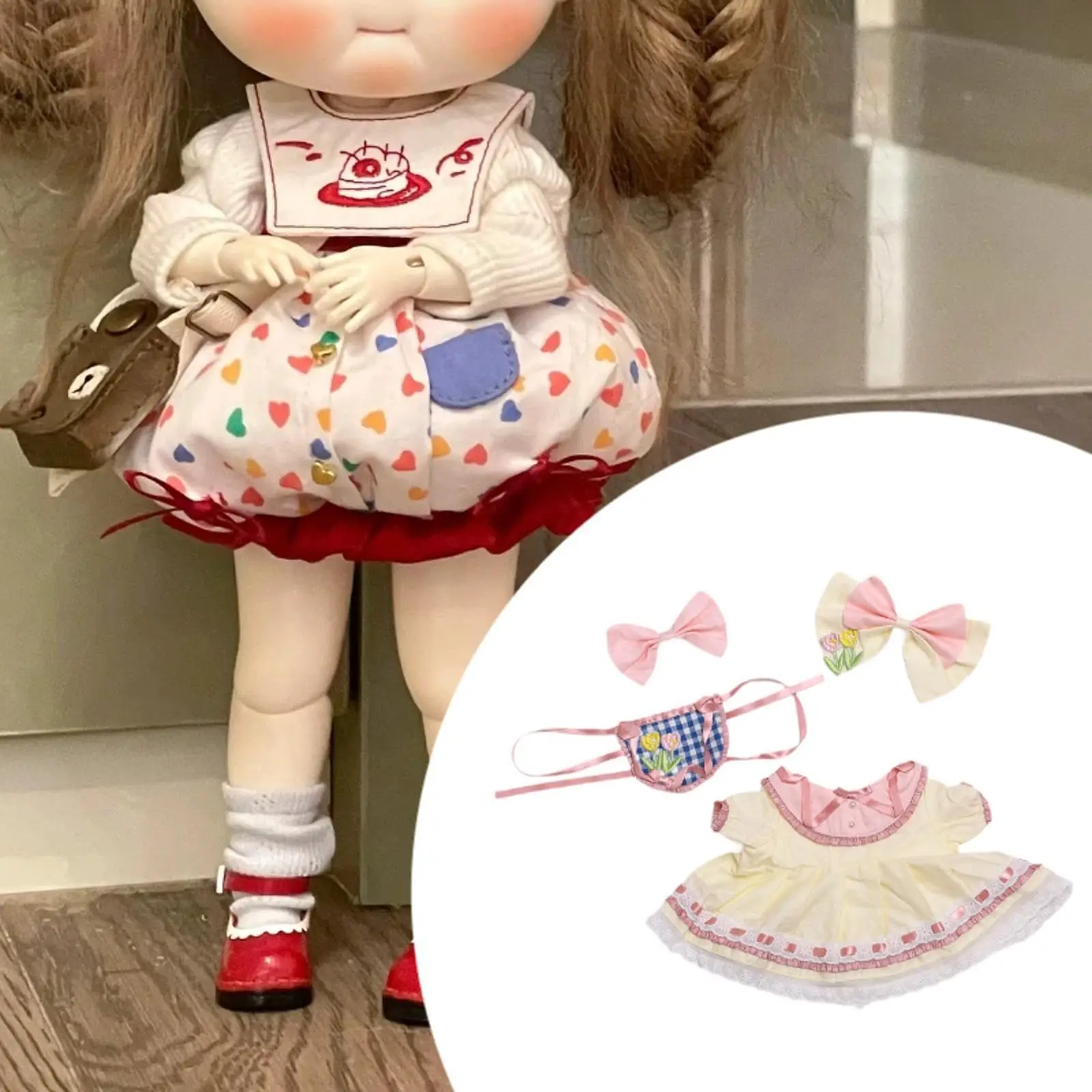 38cm Doll Clothes Dress up Doll Clothes Handmade Clothing Photo Props Trendy Tulip Dress Outifit for Birthday Gift Kids Party