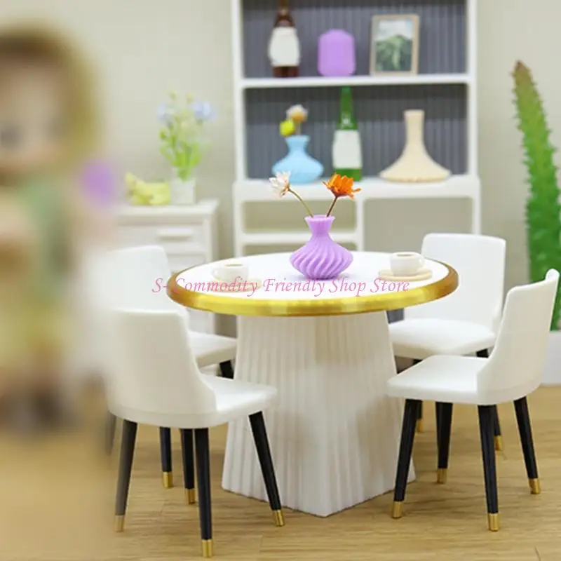 85ae y sillas miniatura plegables establecidas accesorios realistas 1/12 casas muñecas con detalles - imagen 4