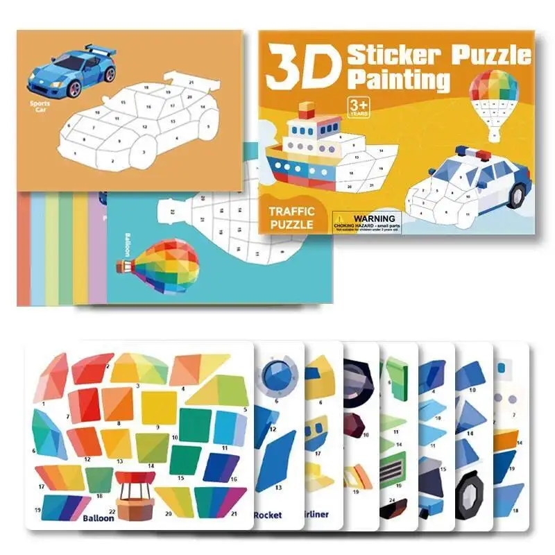 Libro de pegatinas de geometría 3D para niños - Creativo - imagen 2