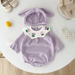 MILANCEL mono con cuello Peter Pan para niña – Bordado de tulipán
