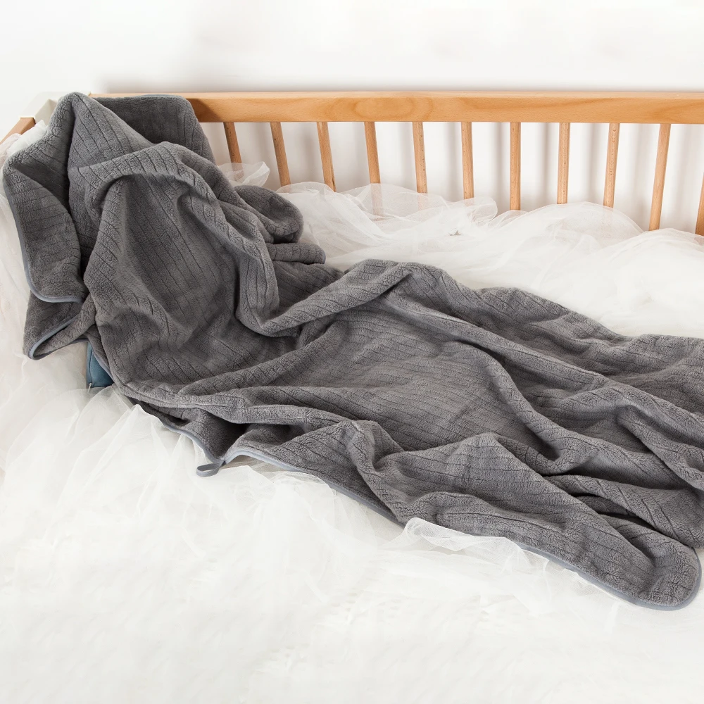 Toalla de baño para bebé, albornoz absorbente de lana Coral, manta suave de rayas verticales simples, Toalla de ducha de baño para niños, triangulación de envíos - imagen 5