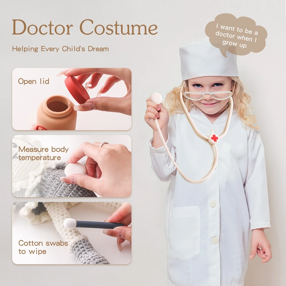 Set médico infantil con estetoscopio y maletín de silicona - imagen 3