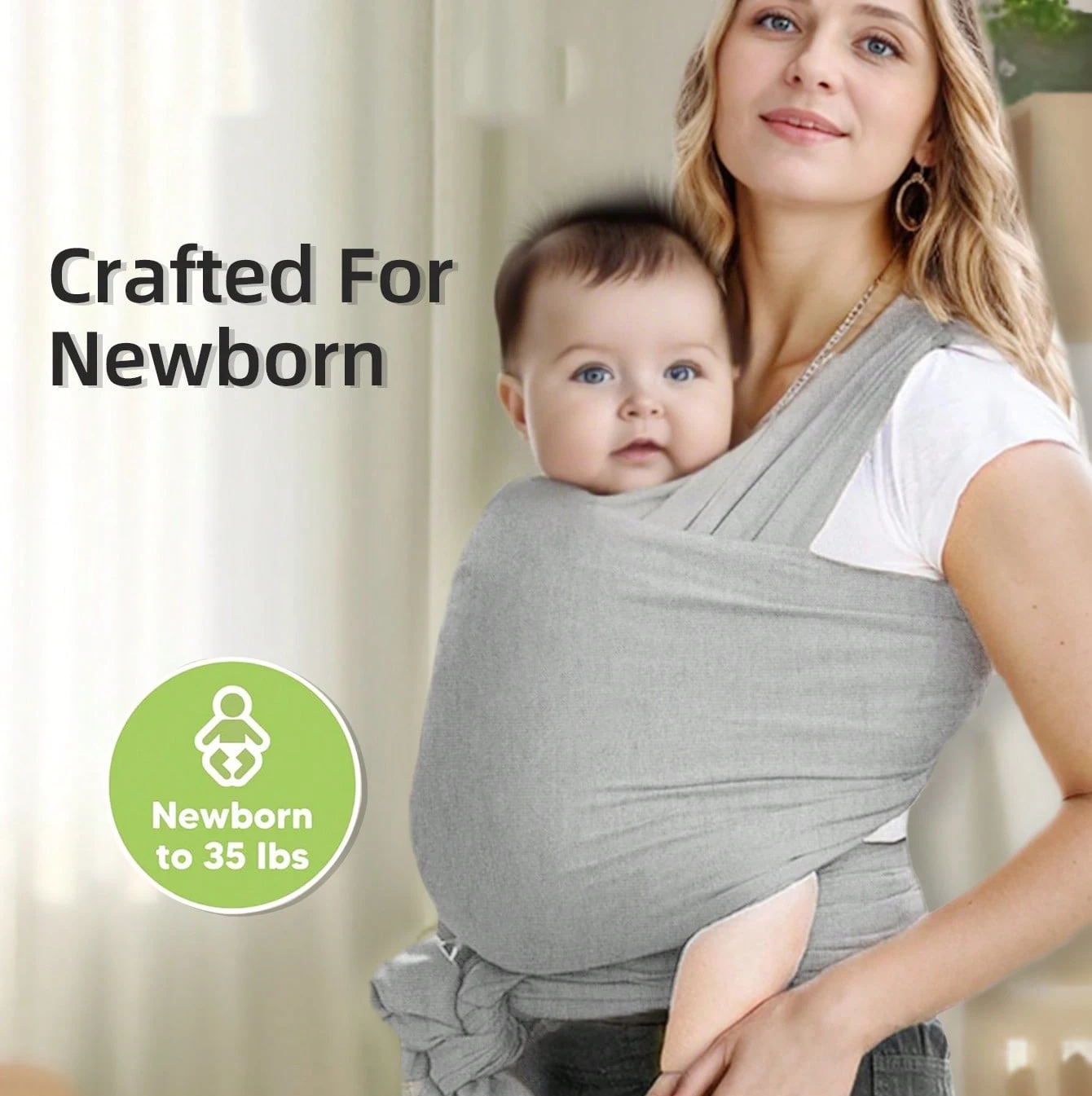 Portabebés para recién nacido de 0 a 24 meses, bandolera ajustable para bebé, cinturón elástico, urdimbre portátil multifuncional para niños pequeños - imagen 2