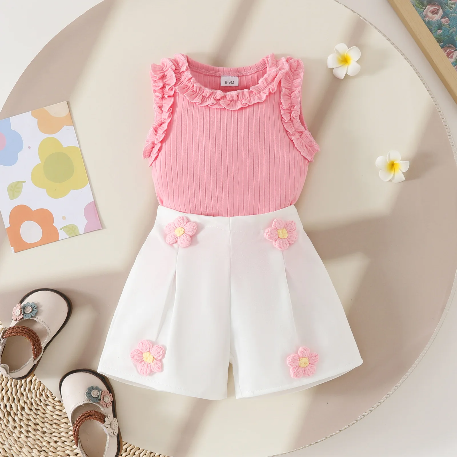 Conjunto de verano de algodón floral para niña sin mangas - imagen 4