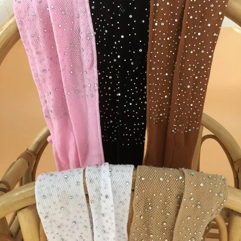 Medias de rejilla ajustadas para niños y niñas, pantimedias de encaje hueco con diamantes de imitación y purpurina, de verano, 1 par - imagen 2