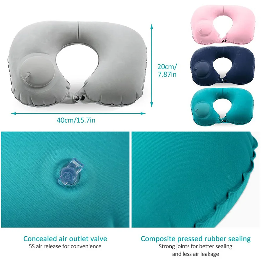 Niño usando almohada inflable cervical durante un viaje